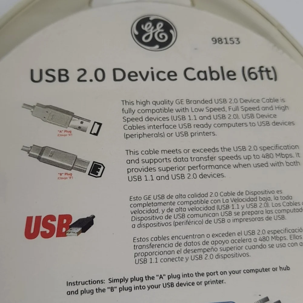 USB 2.0 DEVICE CABLE 6 FT